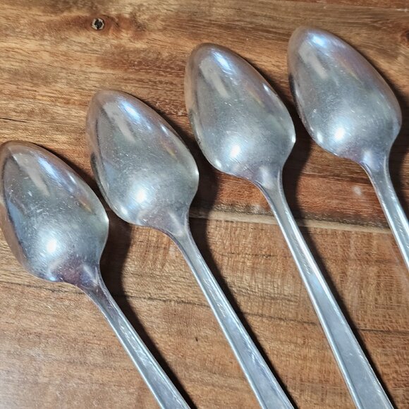 4 Oneida Community Silverplate Noblesse Spoons 6" no monogram 1930s Art Deco - Picture 7 of 12